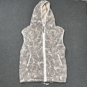 Prana Sherpa Hooded Vest Women Small Fleece Full Zip Beige